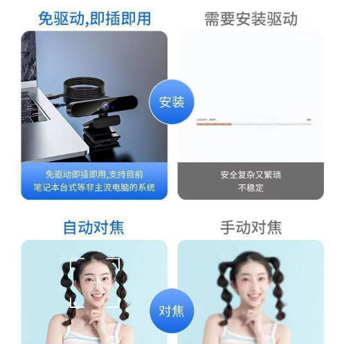 4K超清电脑摄像头USB台式笔记本网课直播视频摄影专用内置麦 4K超清电脑摄像头USB台式笔记本网课直播视频摄影专用内置麦